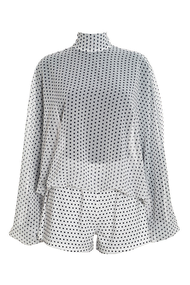 Polka Dot Sheer 2-Piece Shorts Set
