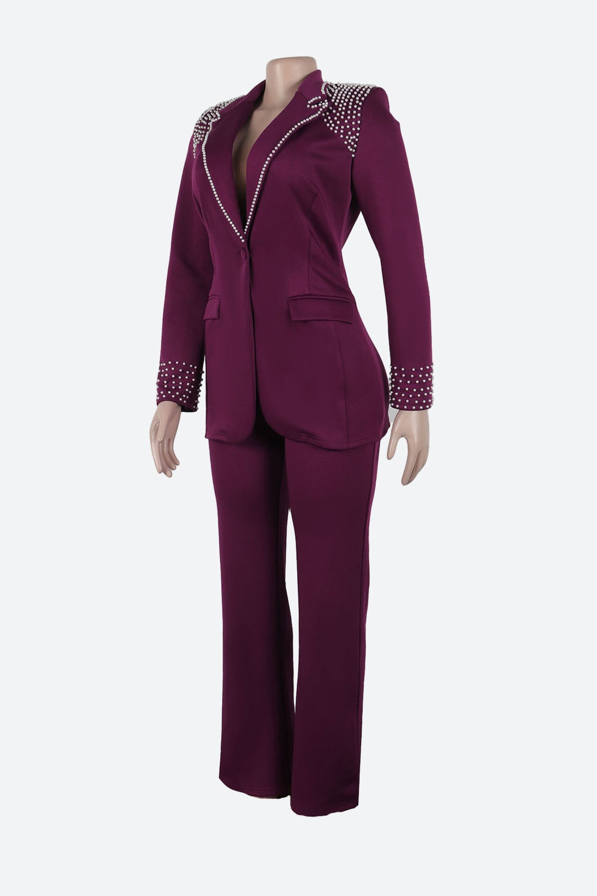 Long Sleeve Slim Fit Stretch Suit Set