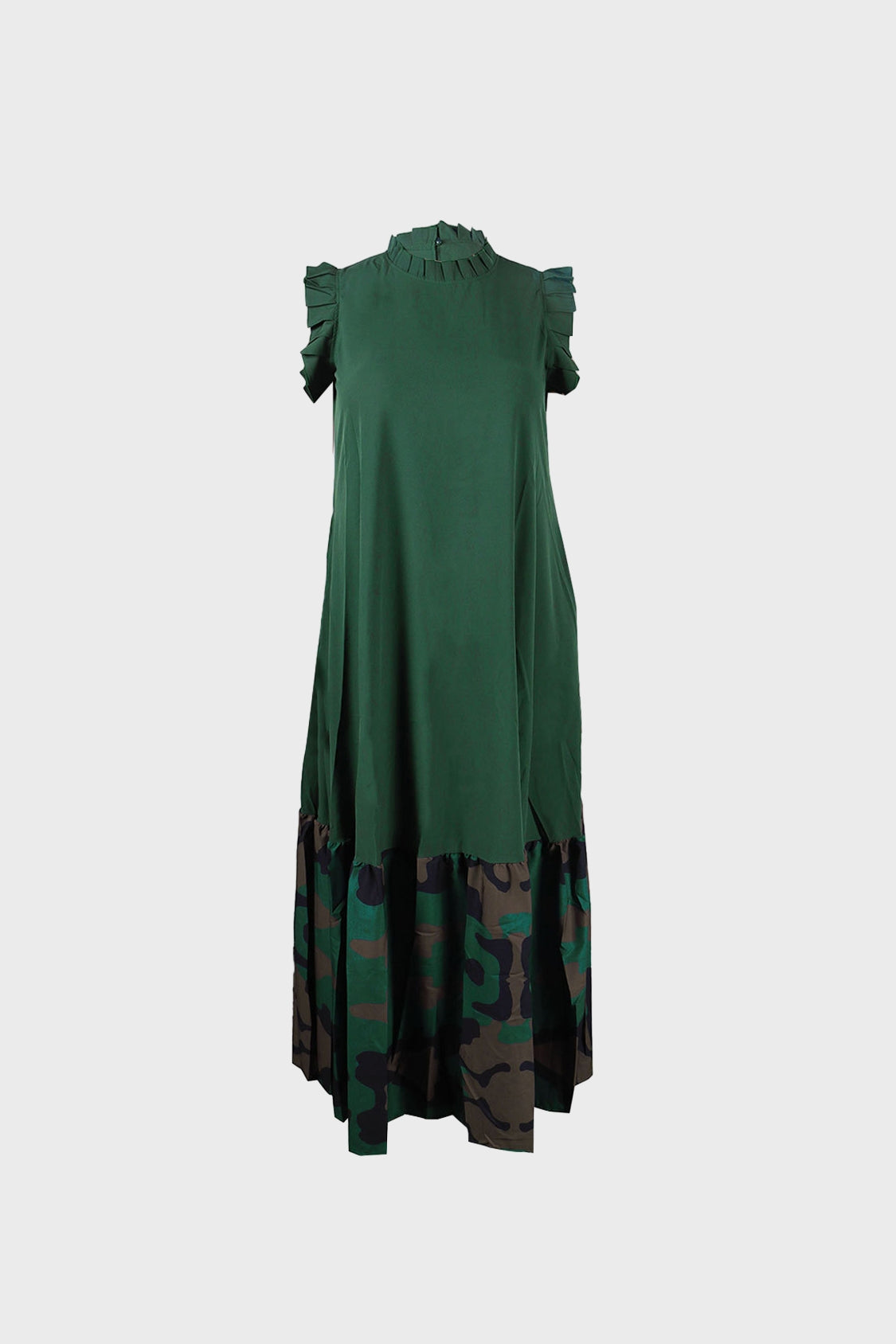 Patchwork Ruffles Sleeveless Printed Loose Dresses