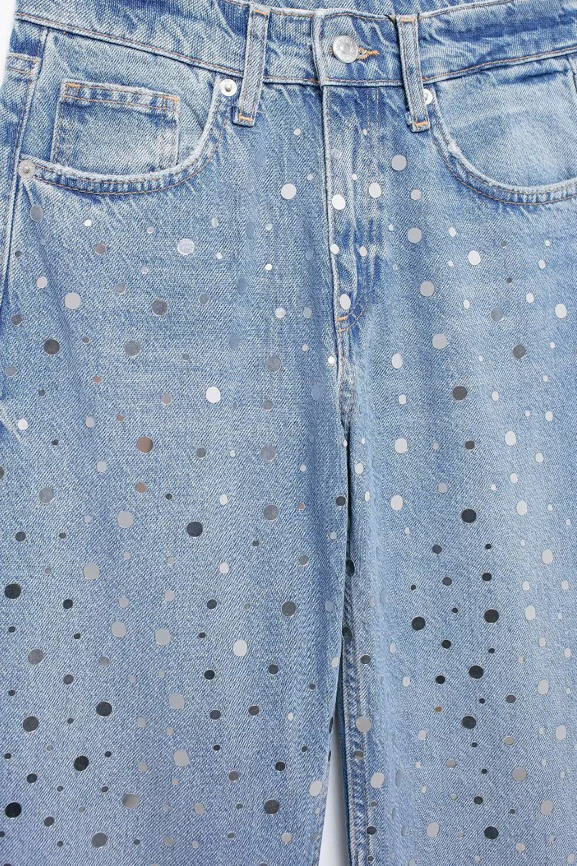 Rhinestone Straight Leg Jeans