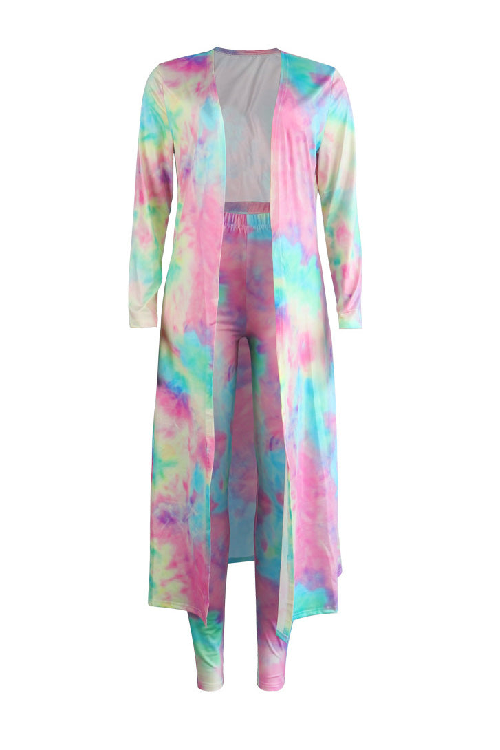 Printed Pants with Long Cardigan Set