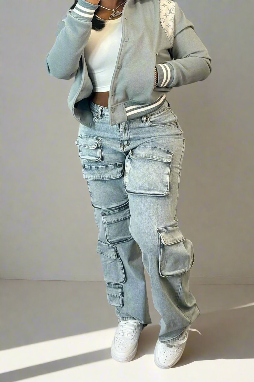 Multi-pocket Straight Washable Cargo Jeans