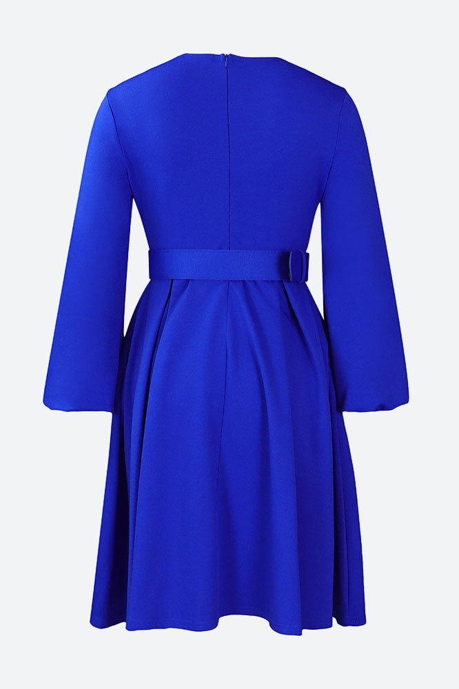 Crew-Neck Long Sleeve High Waisted Dress
