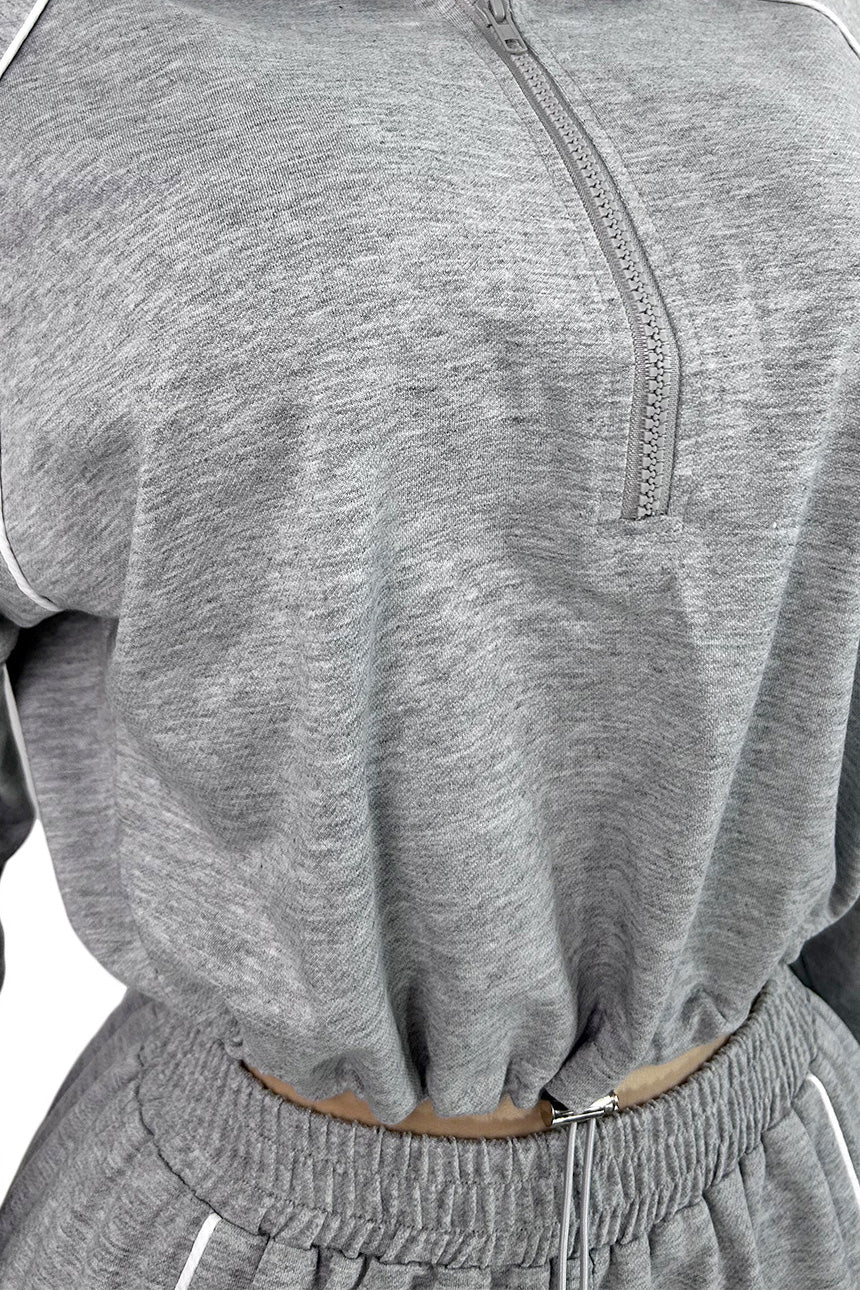 Half-Zip Sweatshirt & Wide Leg Pants Set