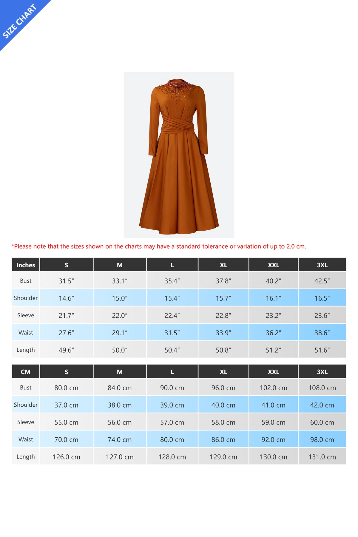 High Collar Elegant Beaded Large Swing Dress