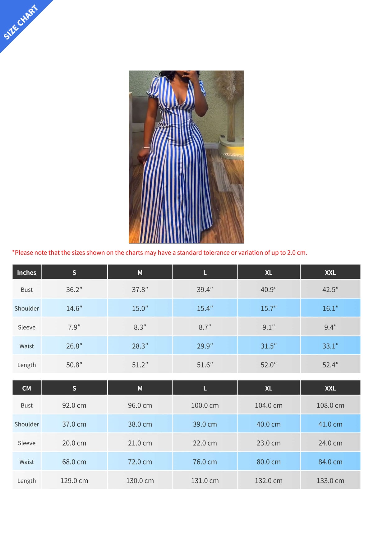 V-Neck Puff Sleeve Striped Maxi Dress