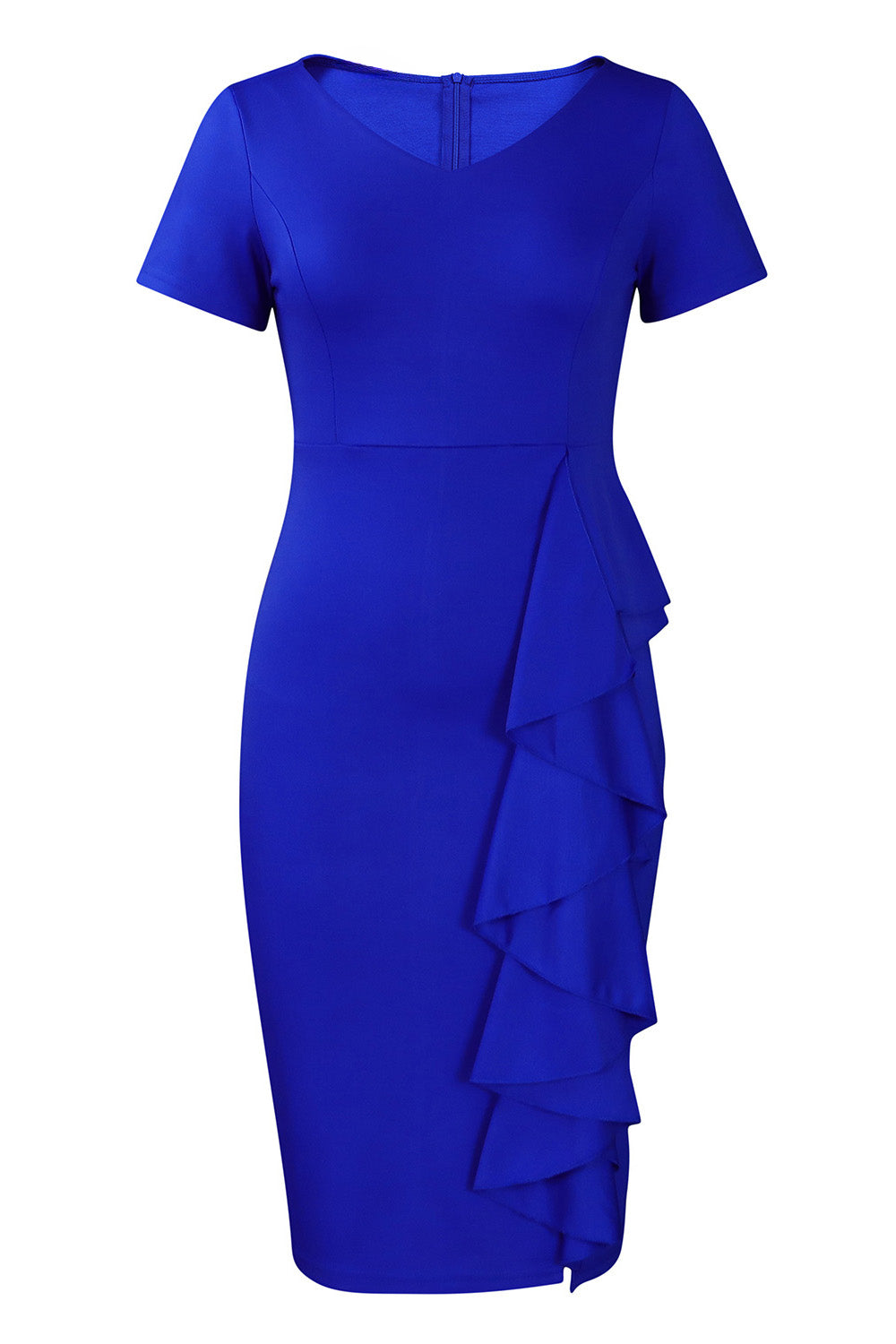 Solid Color Hip Ruffled High-Waisted Dress