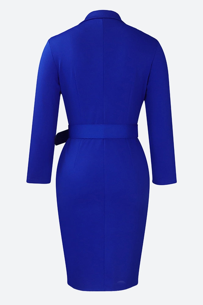 Long Sleeve Double Breasted Midi Dress