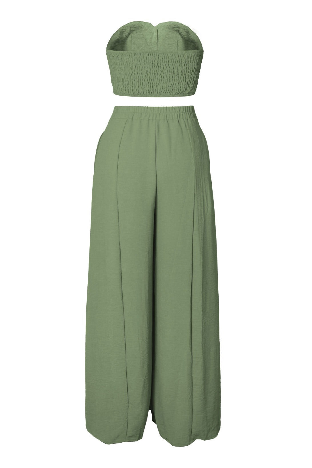 Stretch Tube Top Vest and Wide Leg Pants Set
