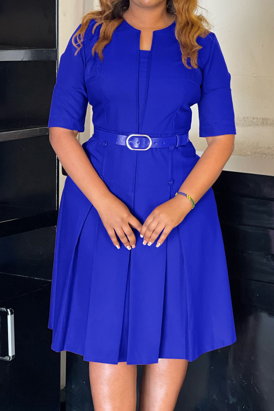 Solid Color Midi Dress