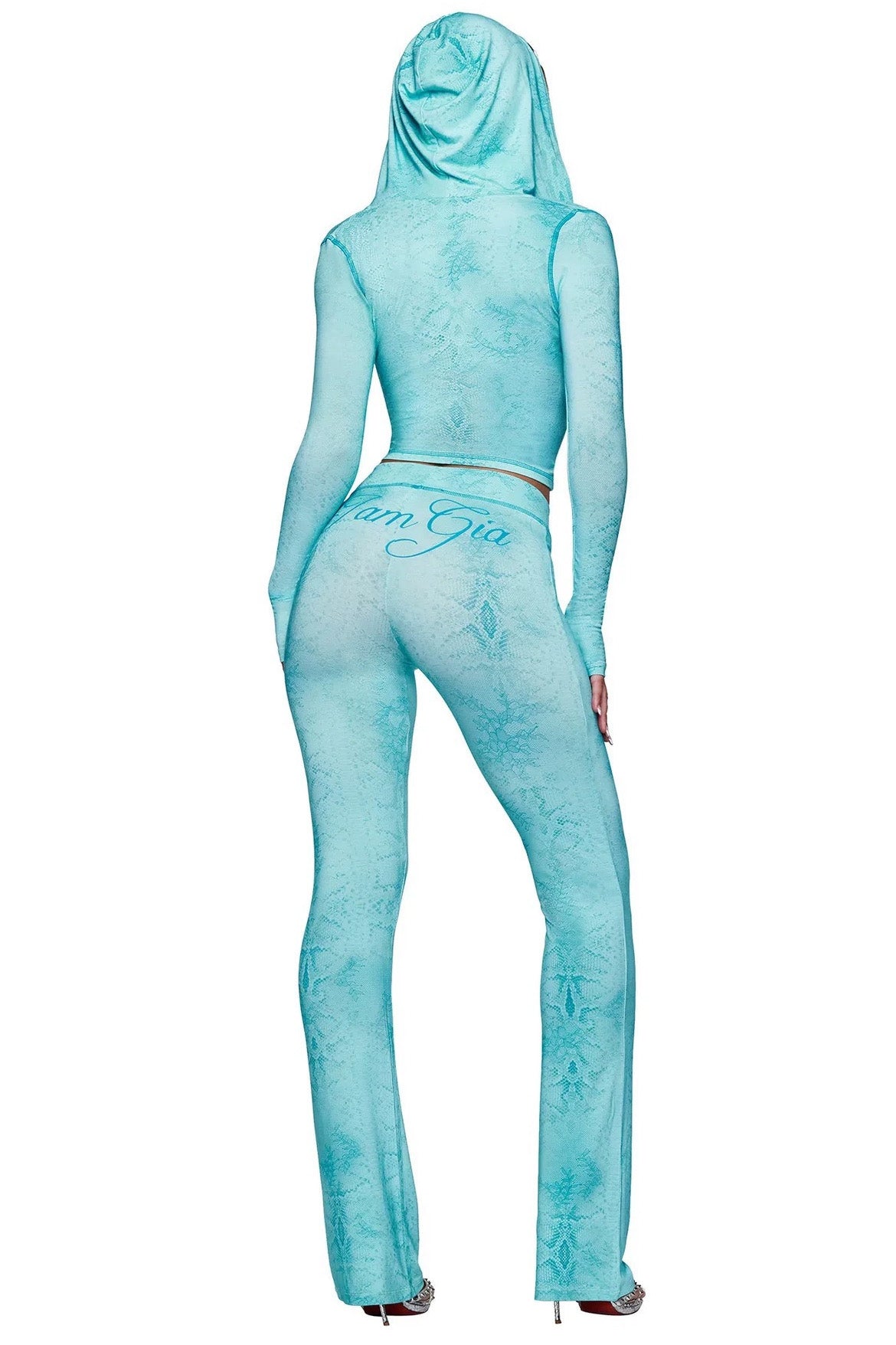 Printed Zip Hoodie & Flared Pant Set