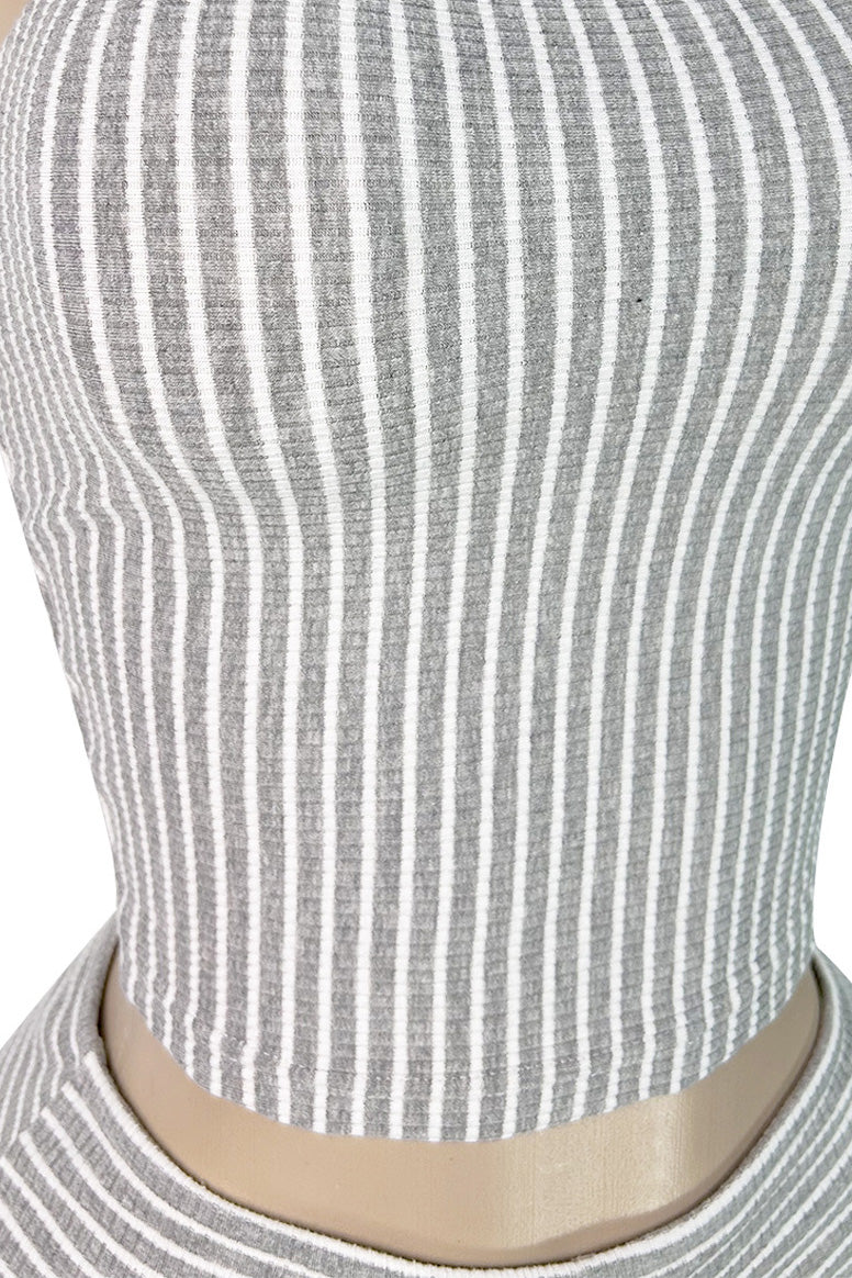 Striped Ribbed Tube Top & Shorts Set