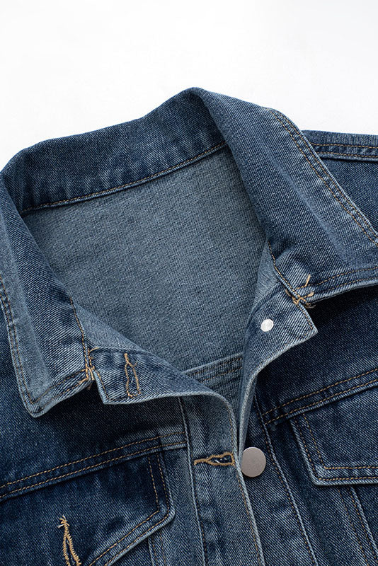 Denim Polo Collar Short Top Coat