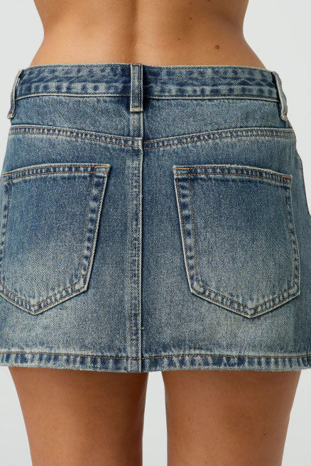 Washed Elastic High Waist Shorts Denim Skirts