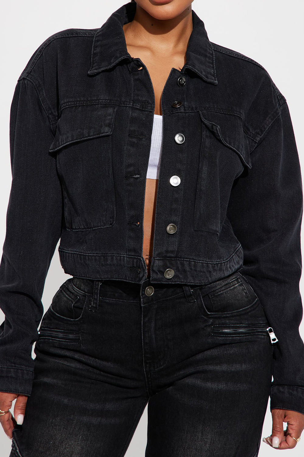 Cropped Oversized Denim Jacket