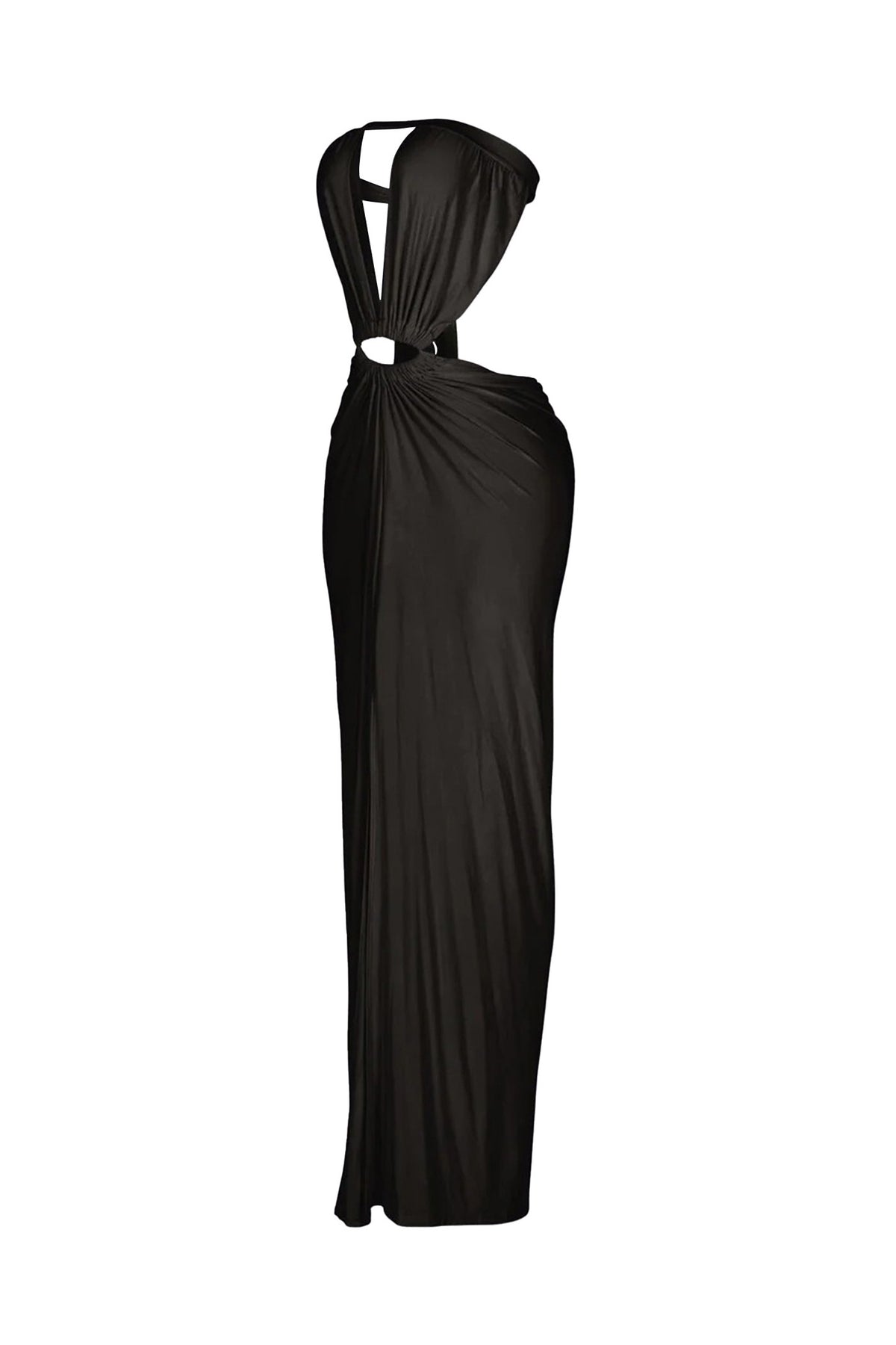 Cutout Ruched High Slit Maxi Dress