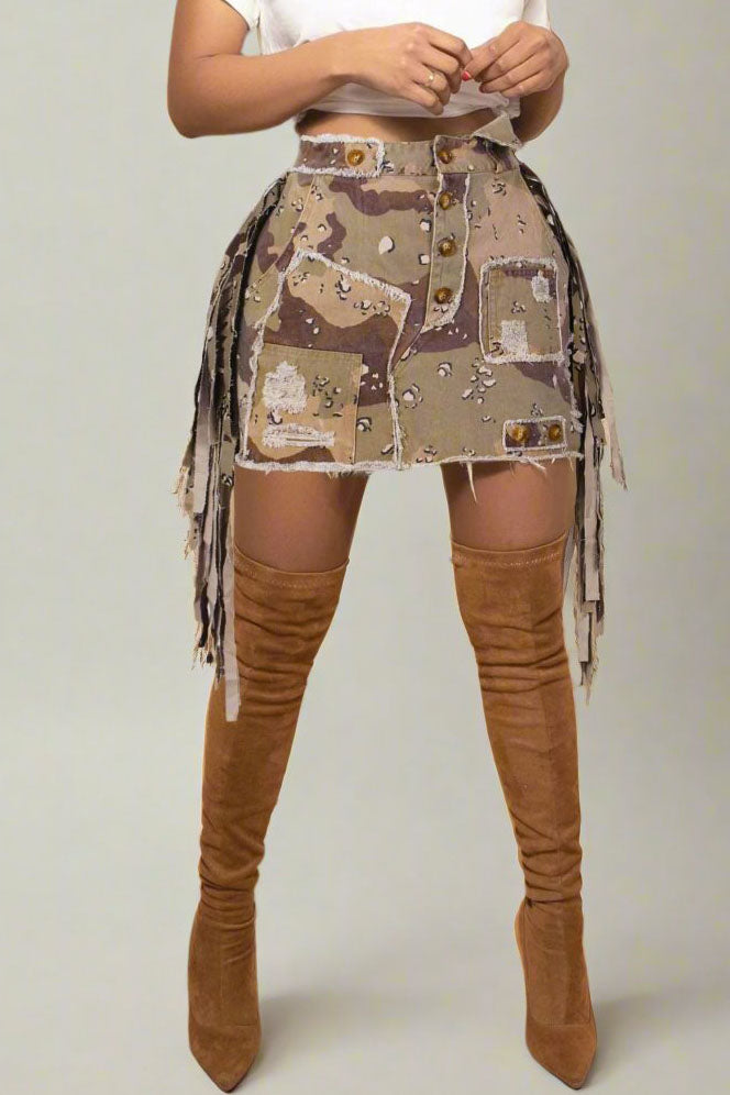 Camouflage Tassel Skirt