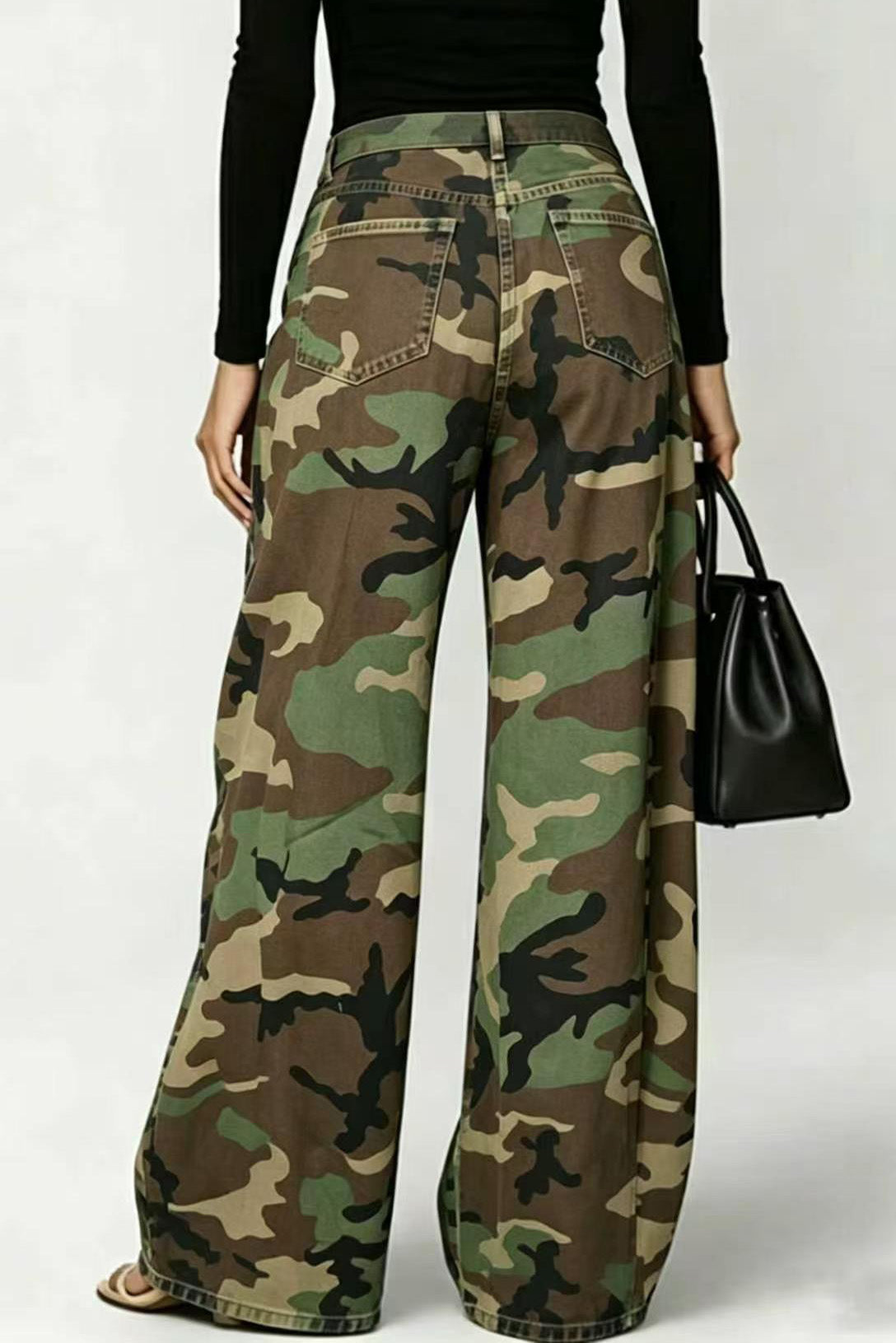 Baggy Camo Eyelet Wide Leg Pants
