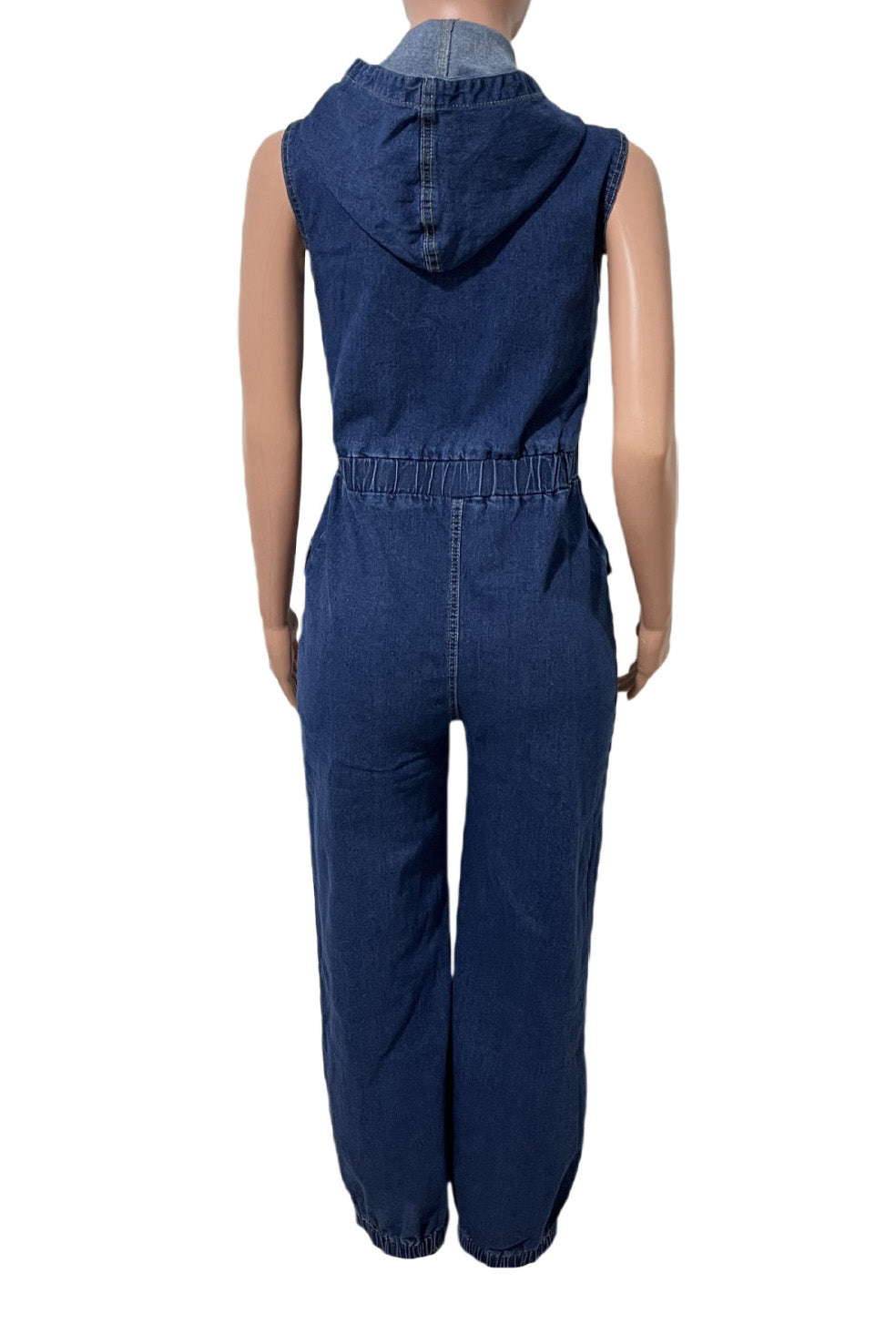 Sleeveless Hooded Denim Jumpsuit