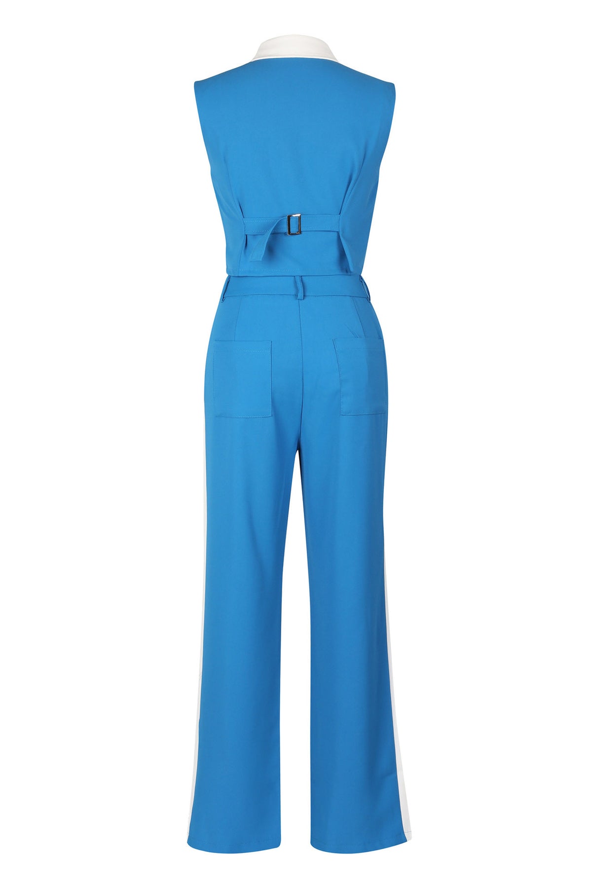 Patchwork Button Tie Back Top And Trousers Set
