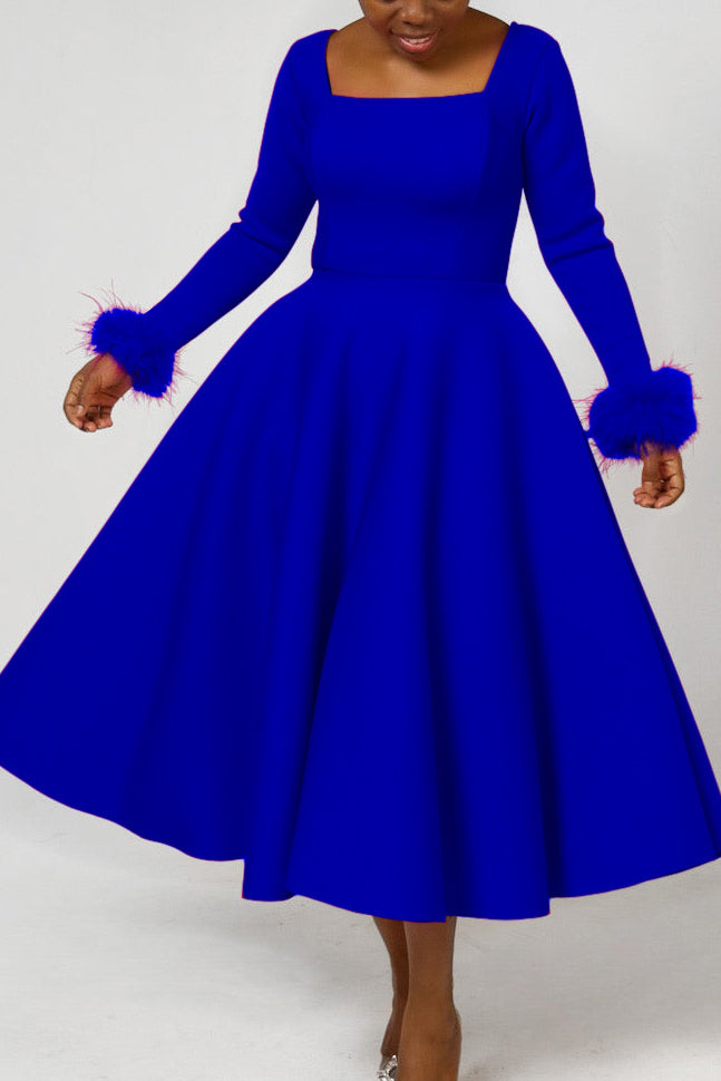Long Sleeve Square Neck Maxi Dresses