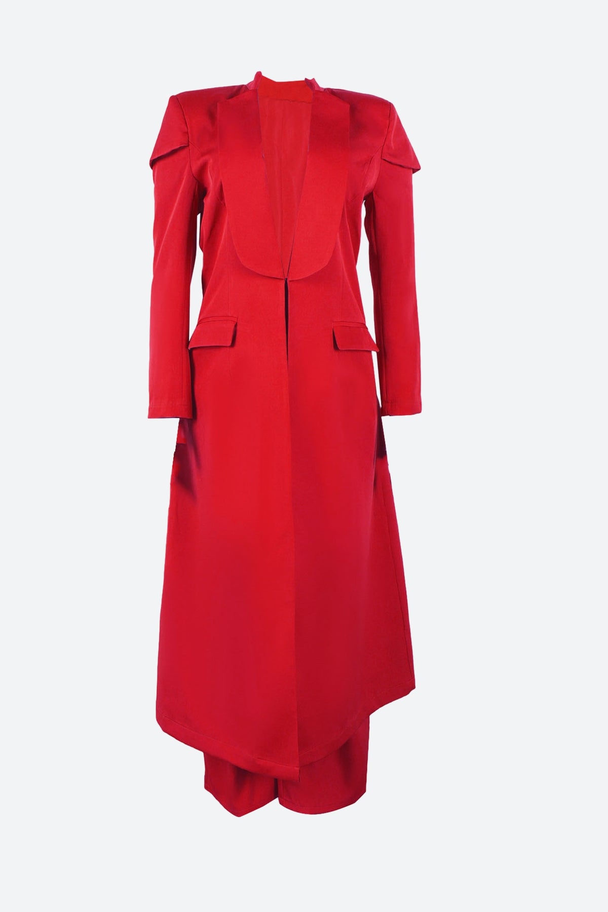 Solid Color Notch Lapel Long Suit Two-Piece Set