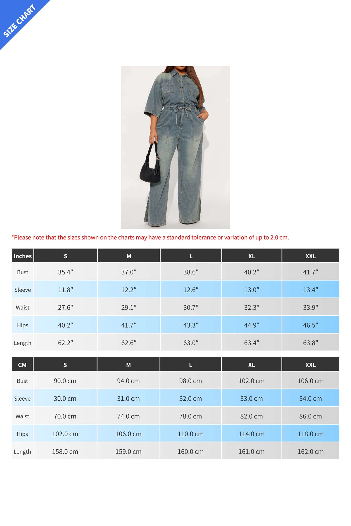 Stretch Denim Jumpsuit with Split Flare Legs