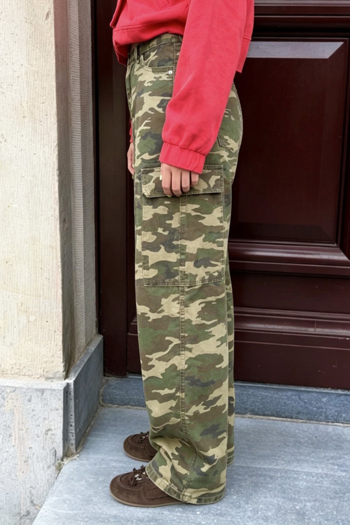 Camo Wide Leg Cargo Pants