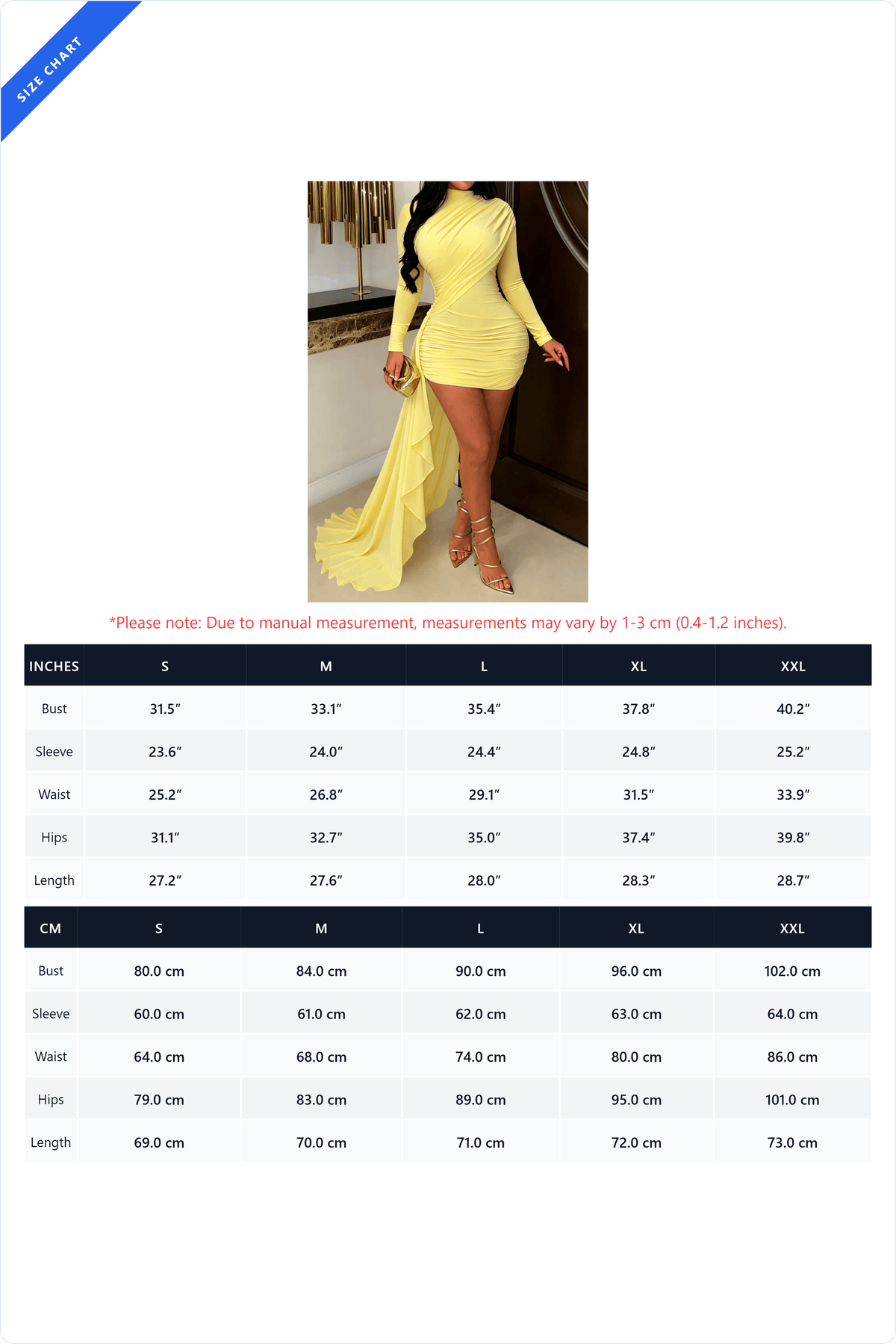 Mock Neck Ruched Mini Dress with Draped Train