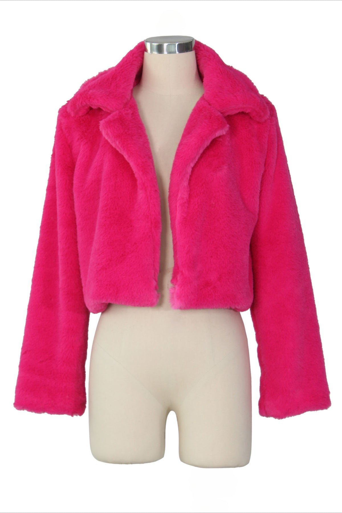 Faux Leather Lapel Short Jacket