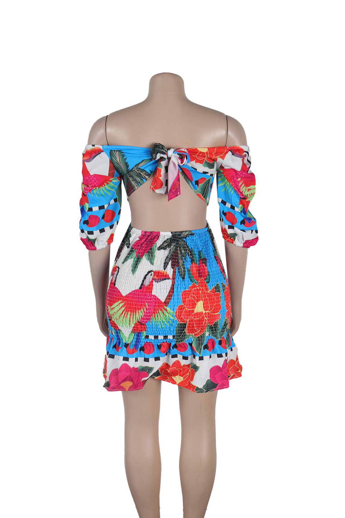 Floral Print Backless Cutout Mini Dresses
