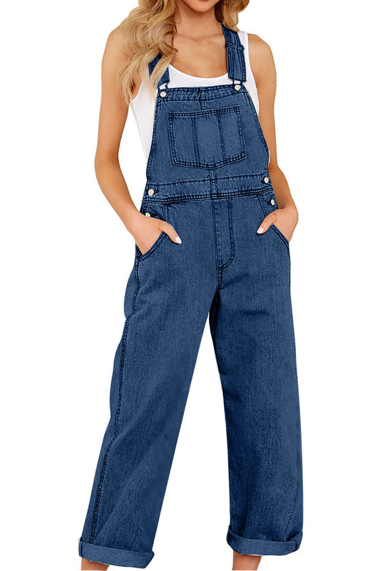 Adjustable Tie-Strap Wide Leg Denim Overall