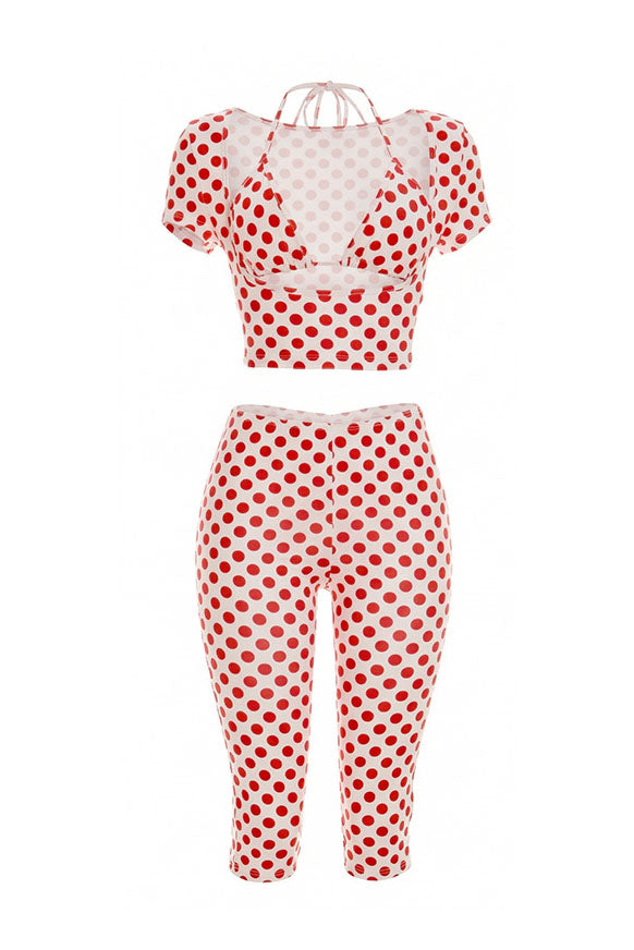 Polka Dot Cutout Capri Set