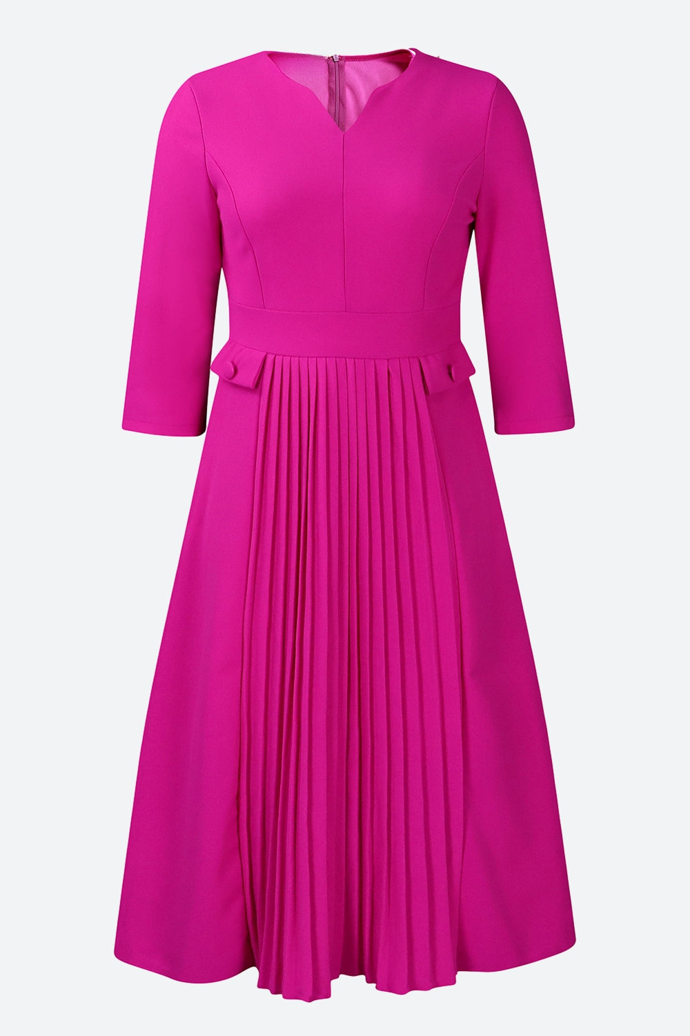 Elegant Solid Pleated Dress