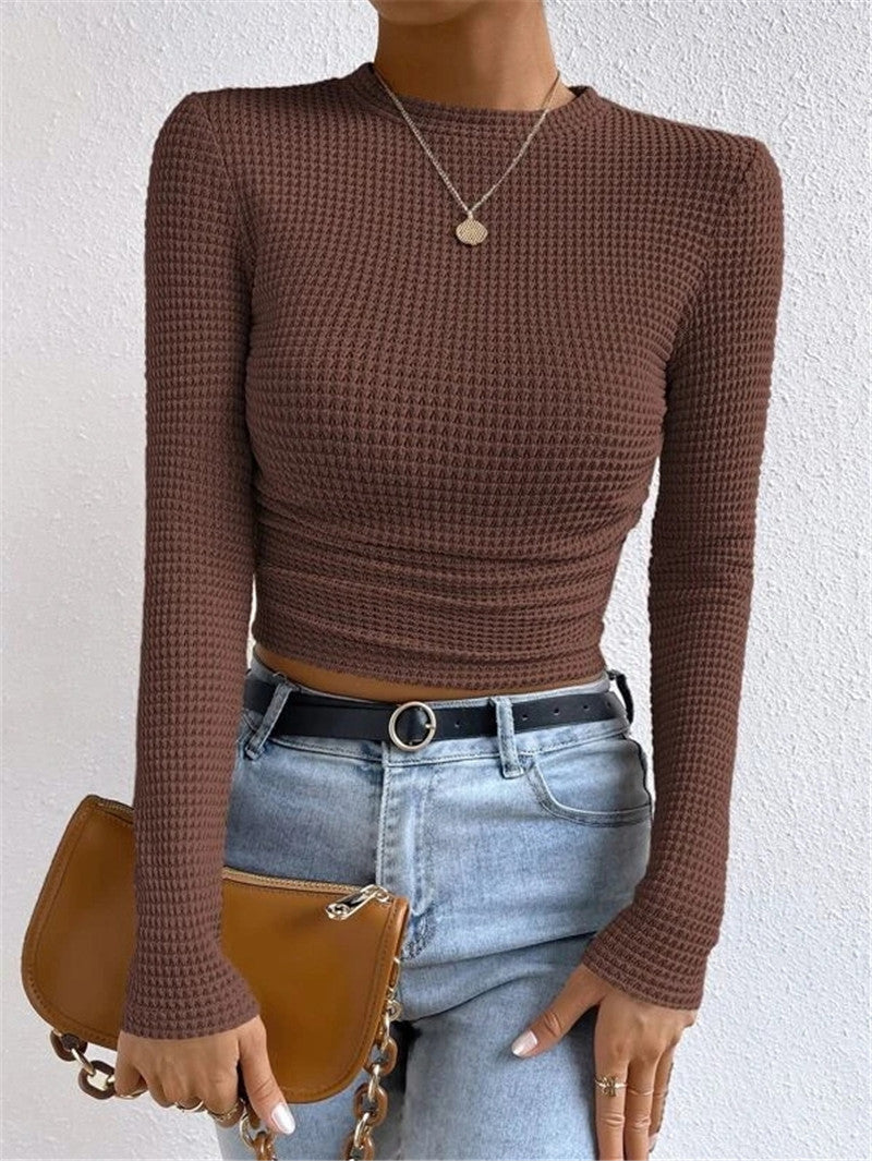 Solid Color Waffle Slim Fit T-Shirt