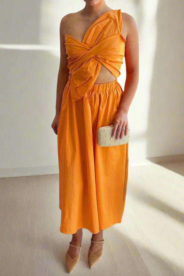 One-Shoulder Midi Dress