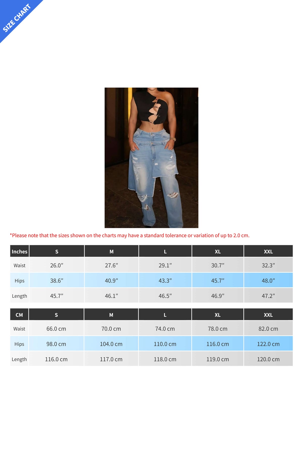 Double Layer Statement Distressed Jeans