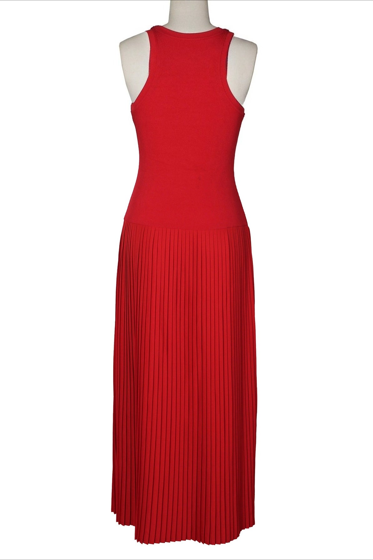 Sporty Contrast-Stripe Pleated Maxi Dress