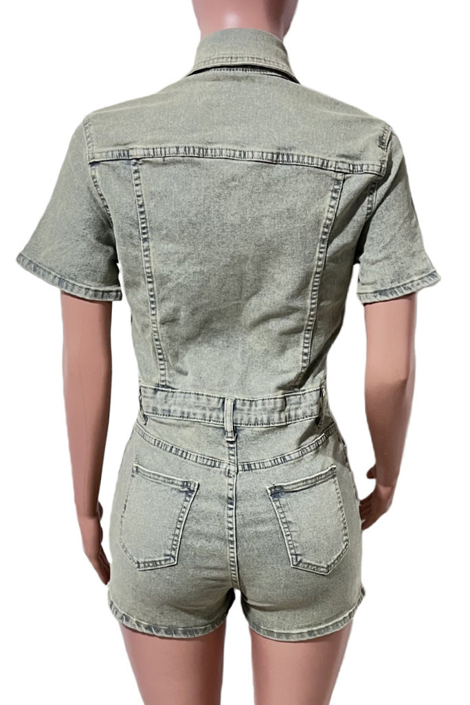 Vintage Wash Denim Romper
