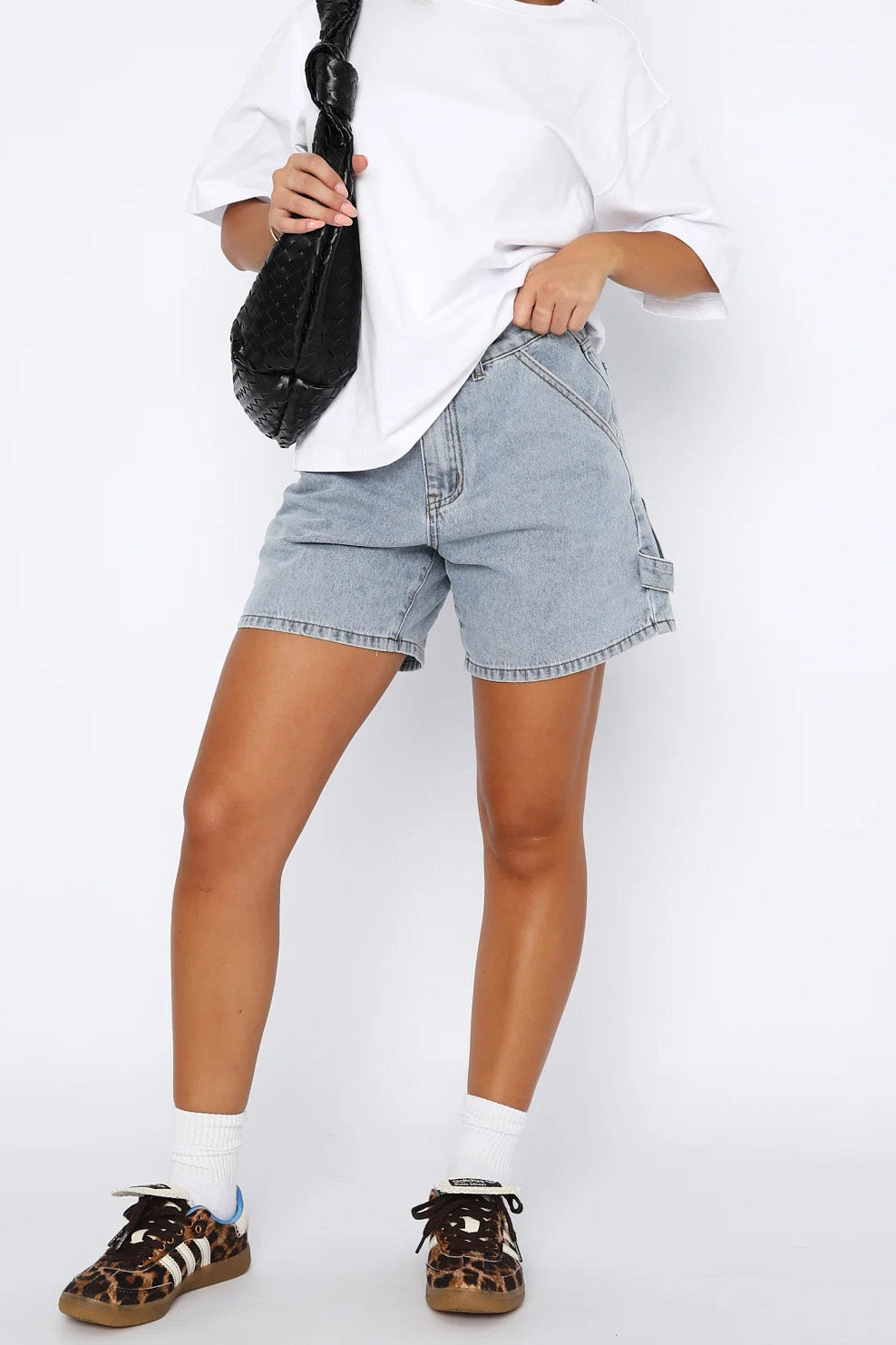 High-Waisted Relaxed Utility Denim Shorts