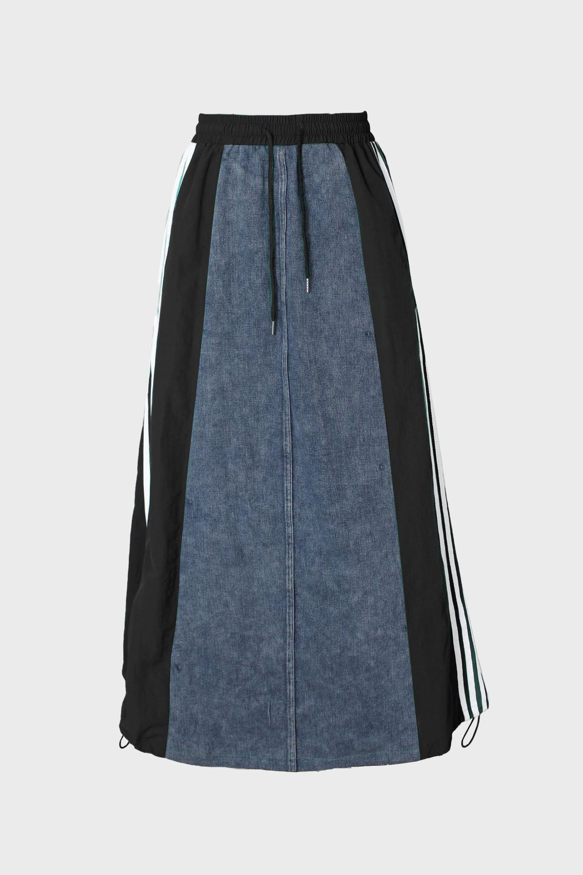 Wide Denim Skirts with Wide Contrast Side Lines