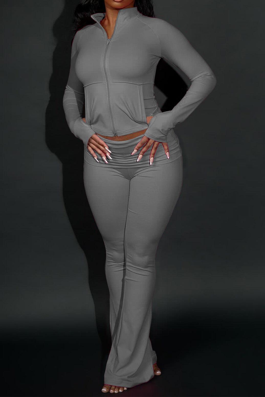 Sculpted Foldover Waist Flare Pants Set