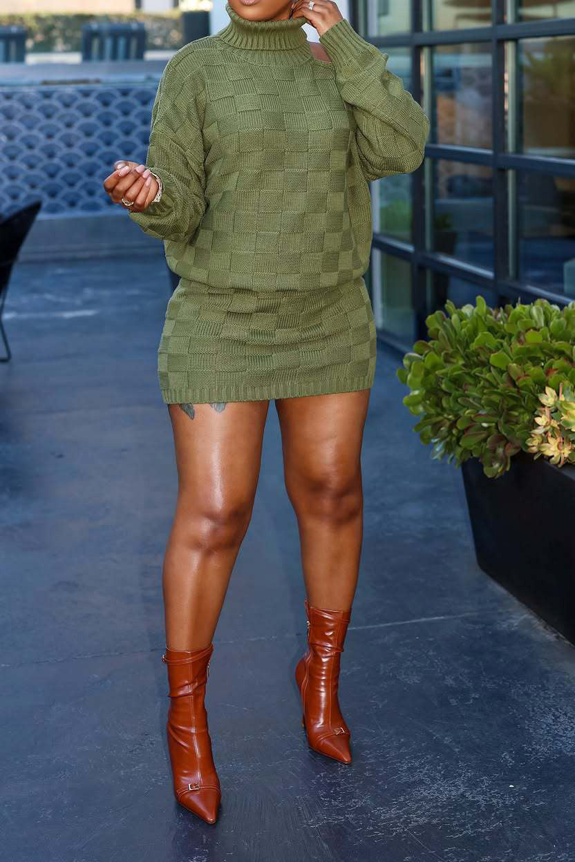 Turtleneck Cutout Sweater & Skirt Set