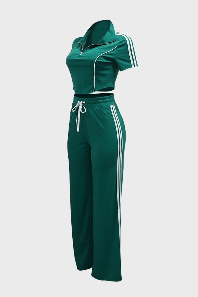 Stripe Zip Top And Pants Set