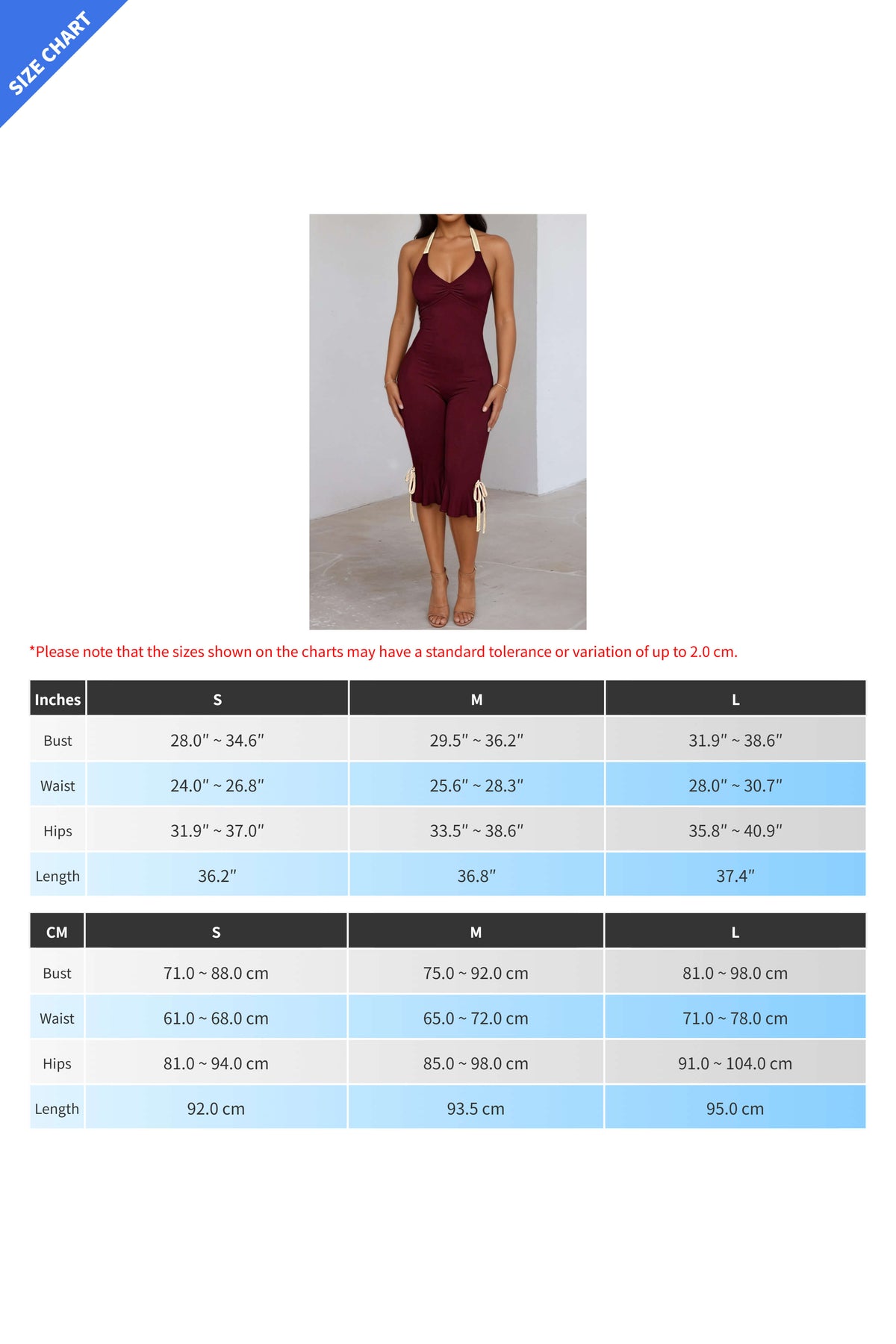 Contrast Halter Ruffle Hem Jumpsuit
