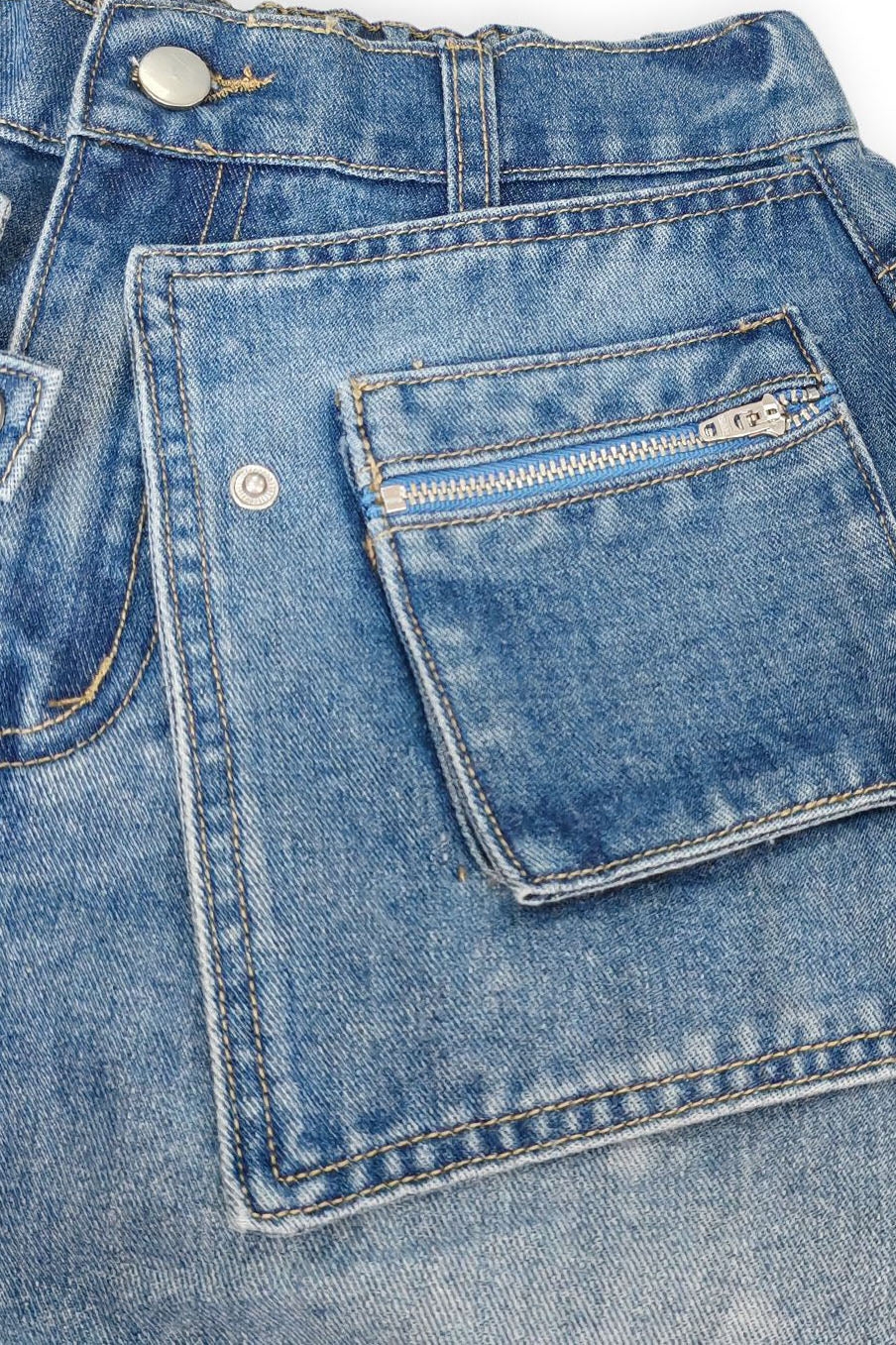 Deconstructed Wide Leg Denim Pants
