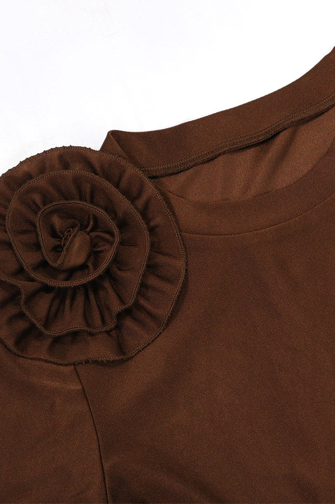 Ruched Split Skirt and Tee Two Piece Set