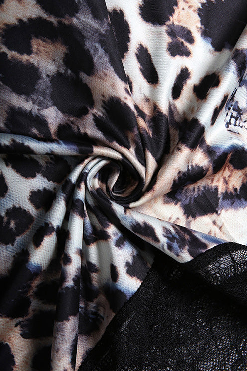 Leopard Print Lace Patchwork Cami Maxi Dress