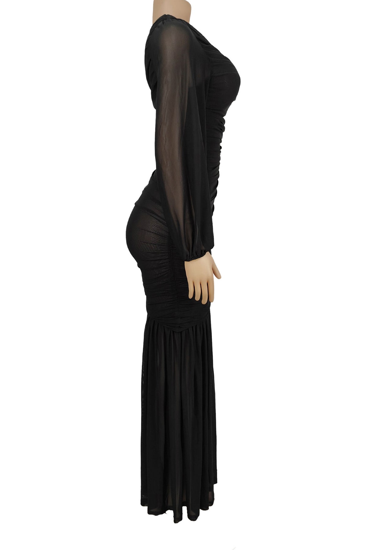 Single Shoulder Mesh Maxi Dress