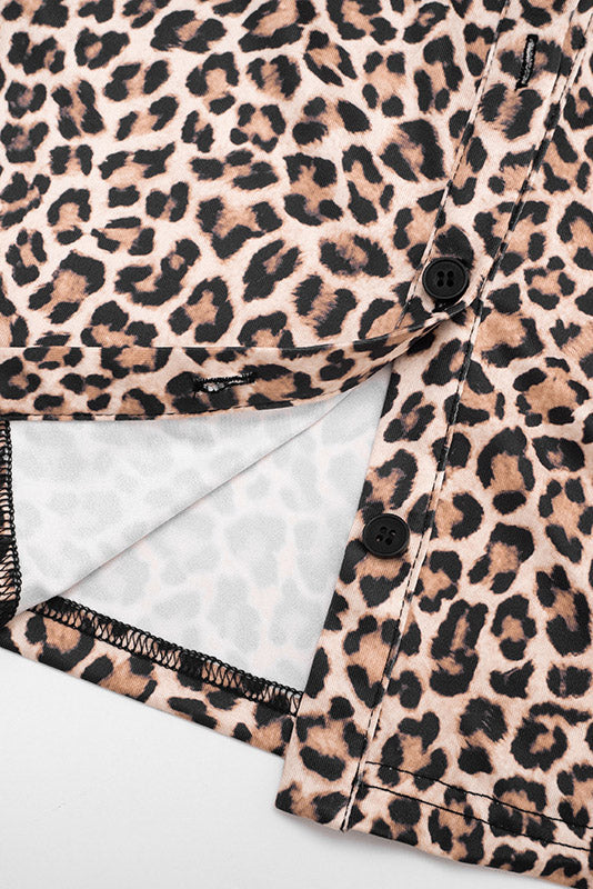 Leopard Crop Top, Cardigan & Capri Pants Set